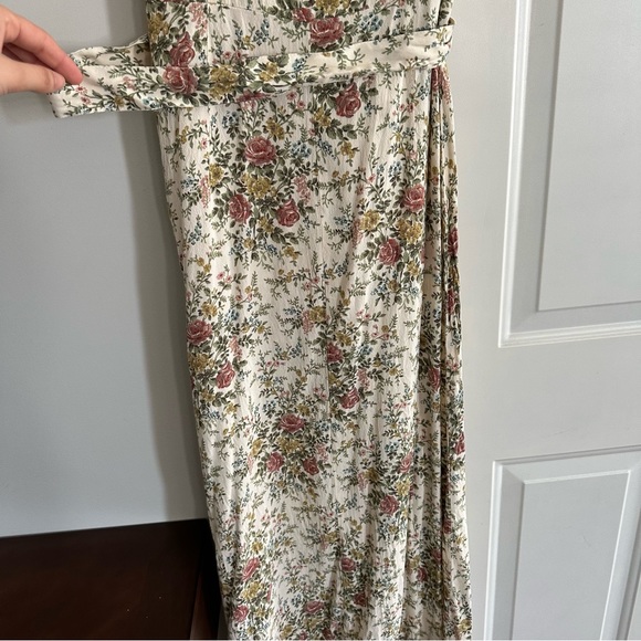 Zara Floral Floral Dress w Fabric Belt | Off-White Green Womans size M - Picture 9 of 15